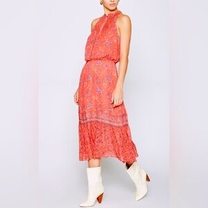 Joie chara Silk Midi maxi navy pink floral summer dress